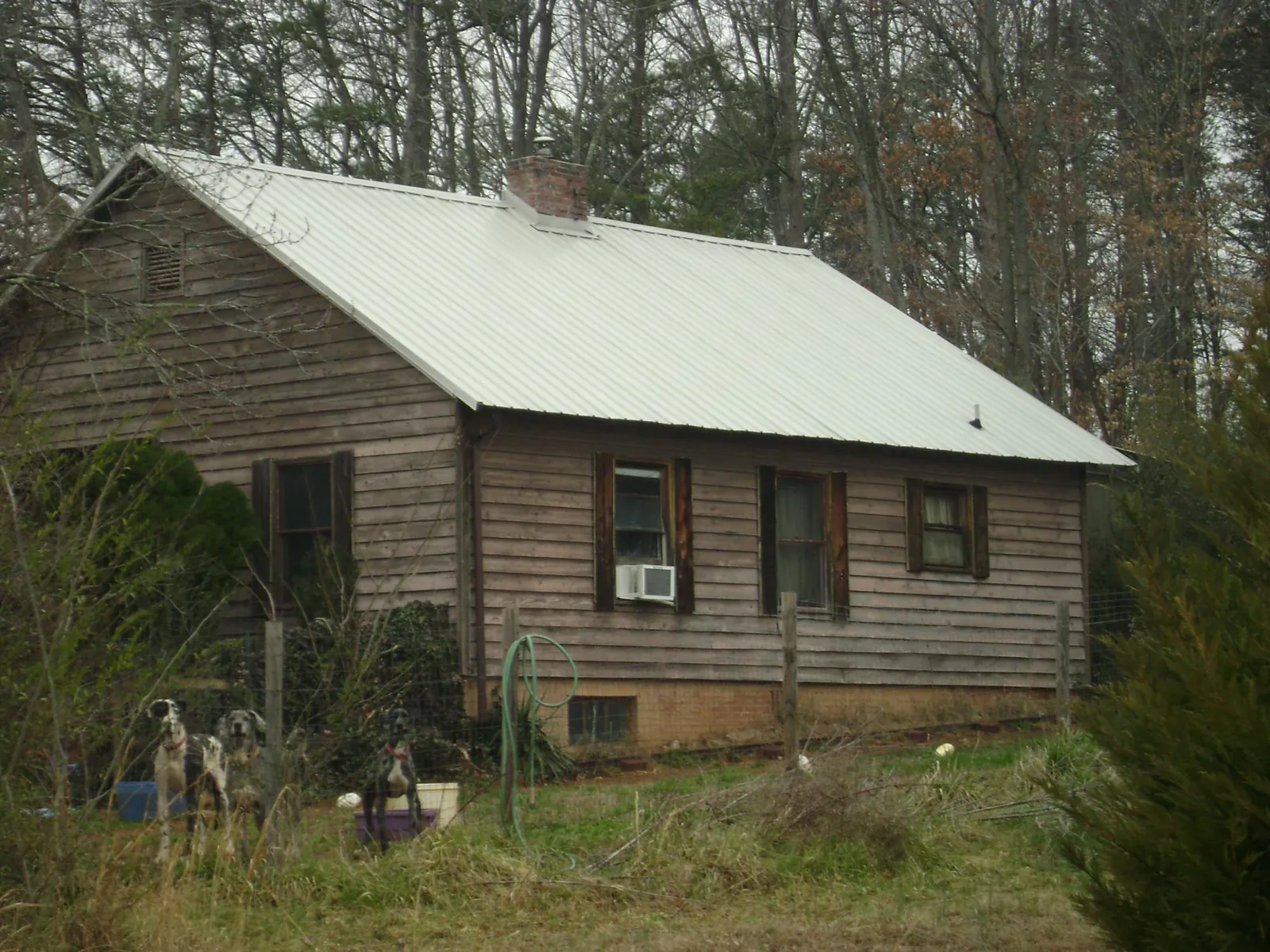 White metal roof on an old wood sided farmhouse, from a Metal Roof Installation job in New Smyrna Beach